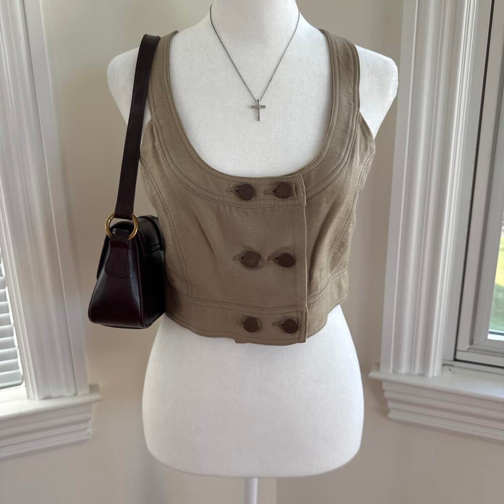 Bdg cream tan denim crop top vest